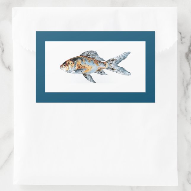 Blue and Orange Shubunkin Goldfish Fine Art  Rectangular Sticker (Bag)