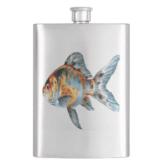 Blue and Orange Shubunkin Goldfish Hip Flask