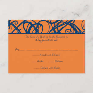 Blue and Orange Sketchy Frame Wedding RSVP Card