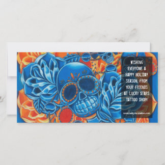 Blue and Orange Skulls Photo Card Template