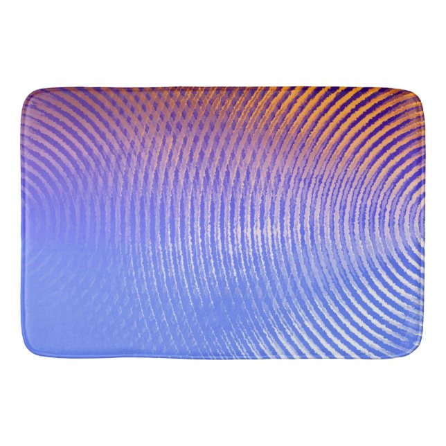 Blue and orange sound waves pattern bath mat (Front)