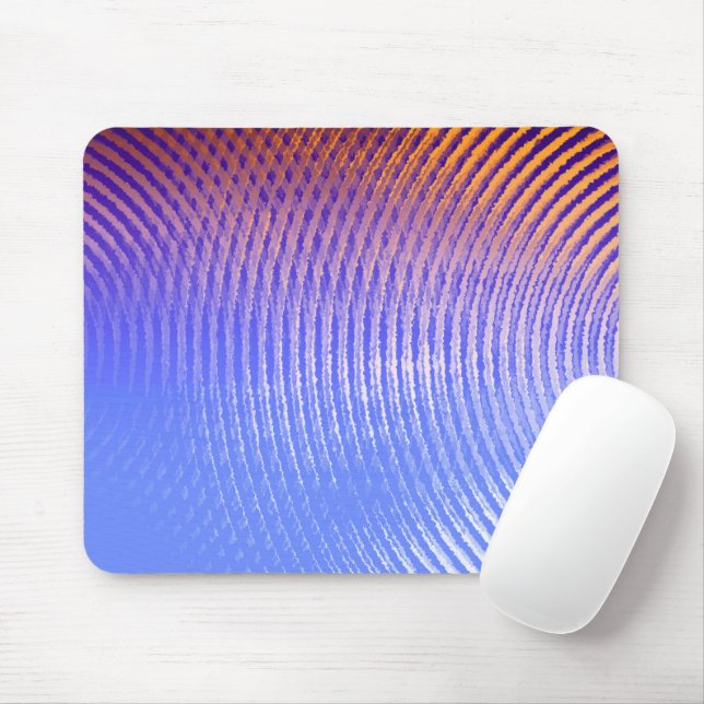 Blue and orange sound waves pattern mouse mat (With Mouse)