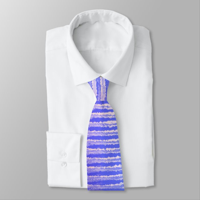 Blue and orange sound waves pattern tie (Tied)