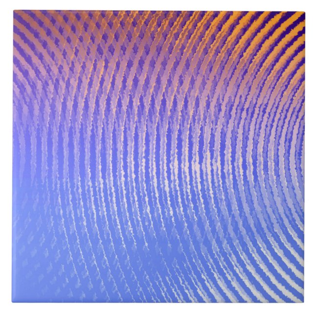 Blue and orange sound waves pattern tile (Front)