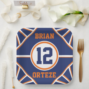 Blue and Orange Sports Theme Paper Plate
