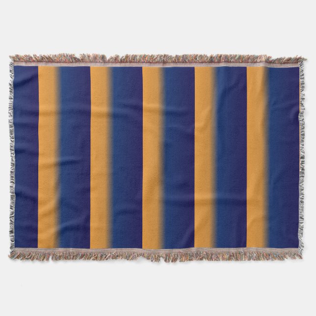 Blue and Orange Stripe  Throw Blanket (Front)