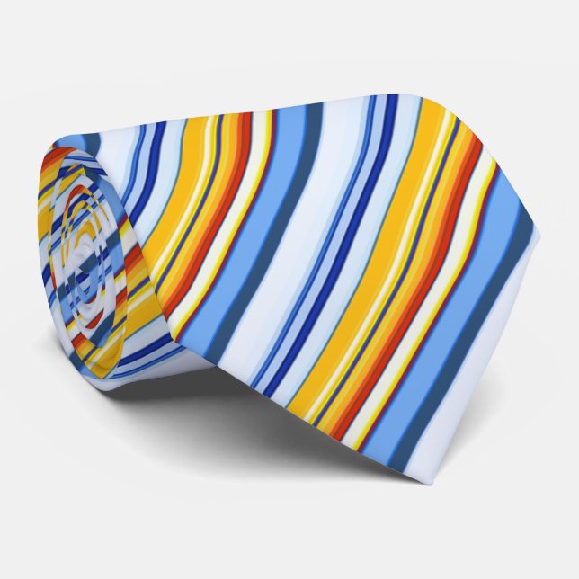 Blue and Orange Stripe Tie (Rolled)