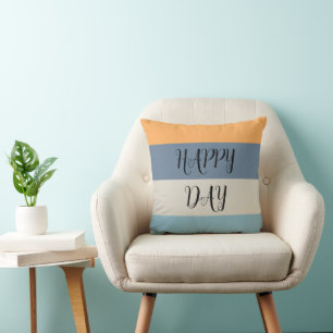 Blue and Orange Striped Cushion