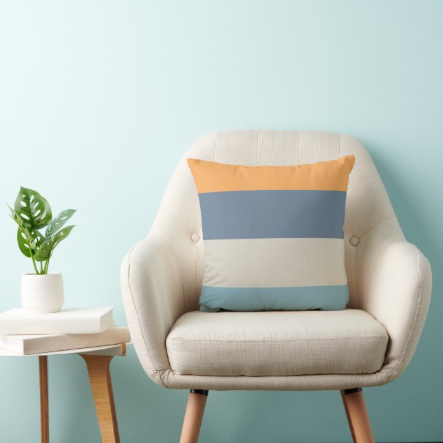 Blue and Orange Striped  Cushion (Chair)