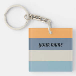 Blue and Orange Striped Key Ring