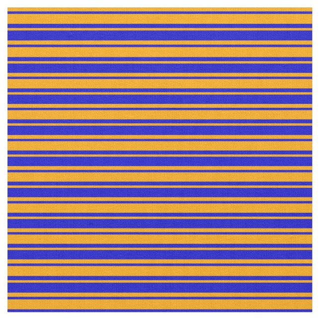 Blue and Orange Striped/Lined Pattern Fabric (Close Up)