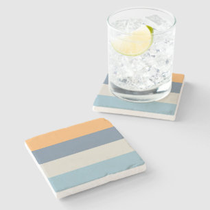 Blue and Orange Striped Stone Coaster
