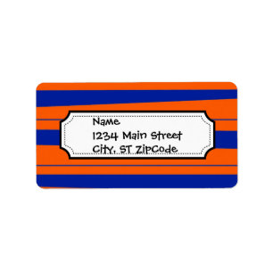 Blue and Orange Stripes Bold Gators Pattern Label
