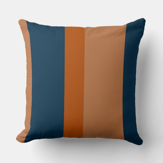 Blue and Orange Stripes Cushion (Front)
