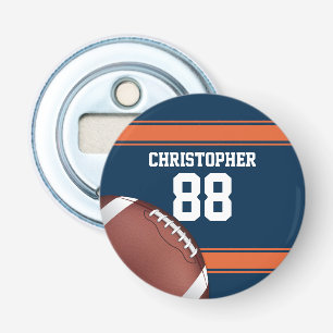 Blue and Orange Stripes Jersey Grid Iron Football Bottle Opener
