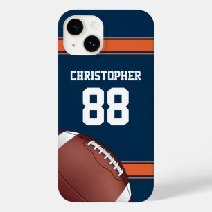 Blue and Orange Stripes Jersey Grid Iron Football Case-Mate iPhone 14 Case