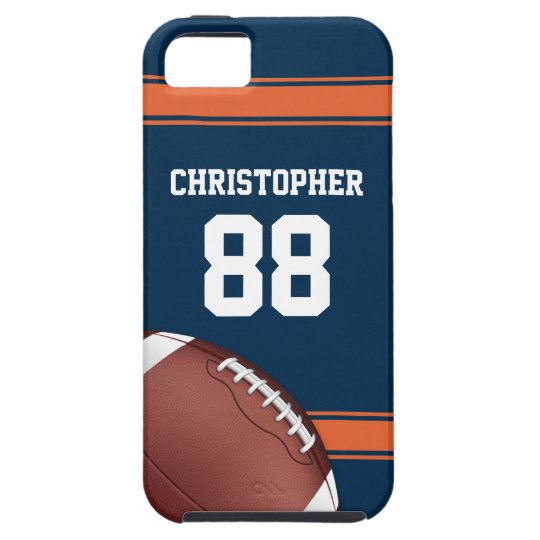 Blue and Orange Stripes Jersey Grid Iron Football Tough iPhone 5 Case
