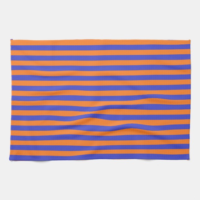 Blue and Orange Stripes Tea Towel (Horizontal)
