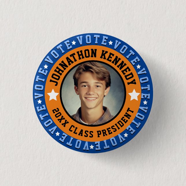 Blue and Orange Student Body Campaign 3 Cm Round Badge (Front)