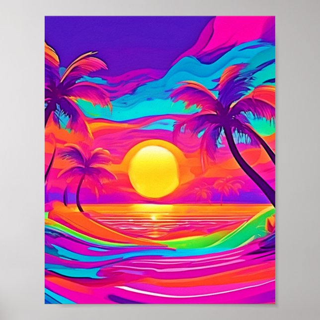 Blue and Orange Sunset Poster (Front)