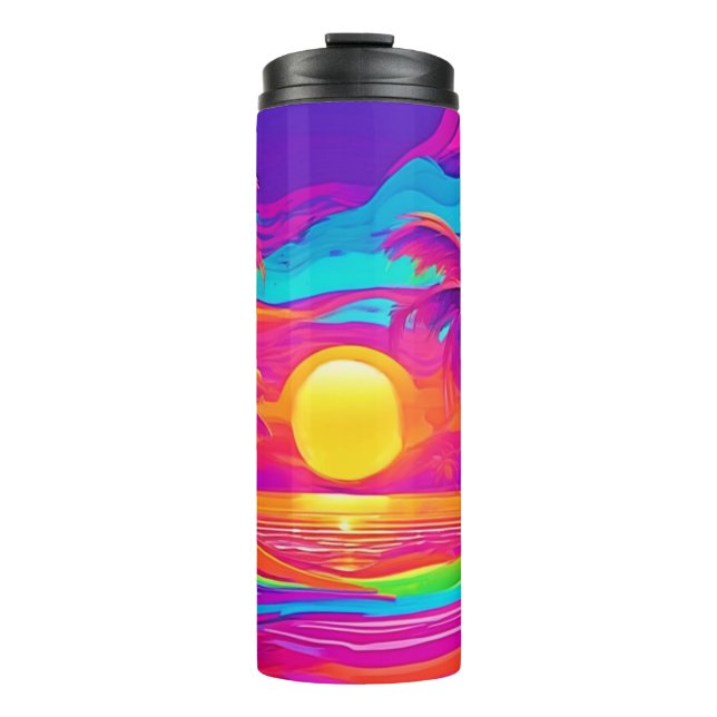 Blue and Orange Sunset Thermal Tumbler (Front)