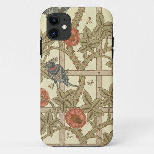 Blue and orange trellis wallpaper design, 1864 iPhone 11 case