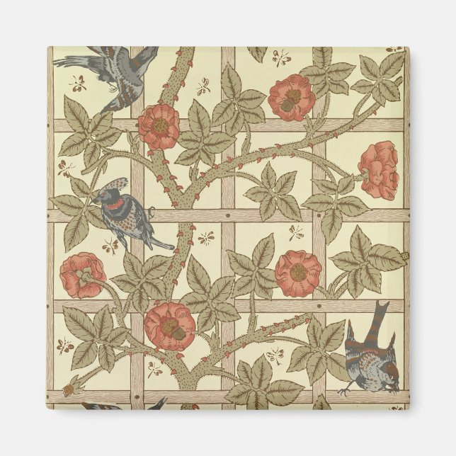 Blue and orange trellis wallpaper design, 1864 magnet (Front)