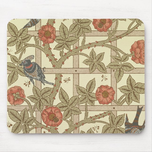 Blue and orange trellis wallpaper design, 1864 mouse mat (Front)