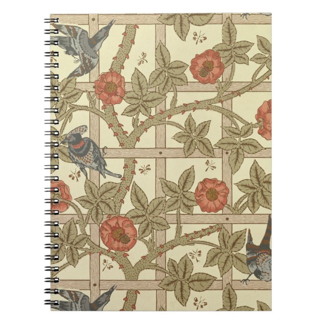 Blue and orange trellis wallpaper design, 1864 notebook (Front)
