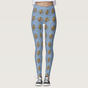 Blue and orange tribal print 3 leggings