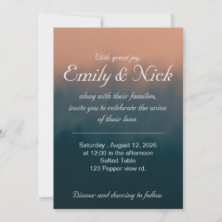 Blue and Orange Wedding invitation