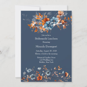 Blue and Orange Wildflowers Bridesmaids Luncheon Invitation