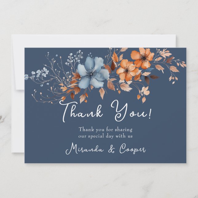 Blue and Orange Wildflowers Thank You Cards (Front)