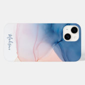 Blue and Peach Abstract Ink Wash with Name Case-Mate iPhone Case (Back (Horizontal))