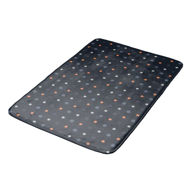 Blue and Peach Dots  Bath Mat (Angled)