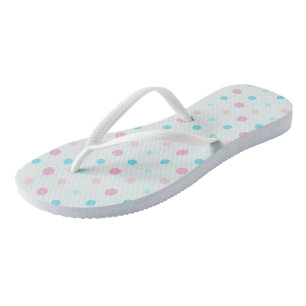 Blue and Peach Dots Flip Flops