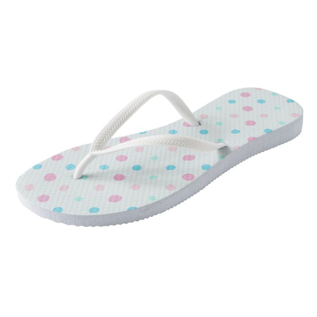 Blue and Peach Dots  Flip Flops (Angled)