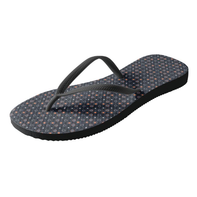 Blue and Peach Dots  Flip Flops (Angled)