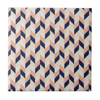 Blue and Peach Herringbone Tile