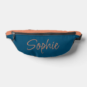 Blue and Peach Name Typography Bum Bags