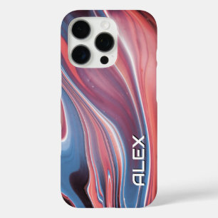 Blue and Peach Paint Swirl – Soft Abstract Pattern iPhone 16 Pro Case
