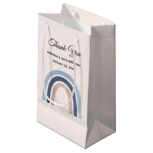 Blue and Peach Rainbow Boho Birthday Thank You Small Gift Bag