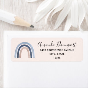 Blue and Peach Rainbow Boho Design Address