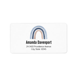 Blue and Peach Rainbow Boho Design Address Label