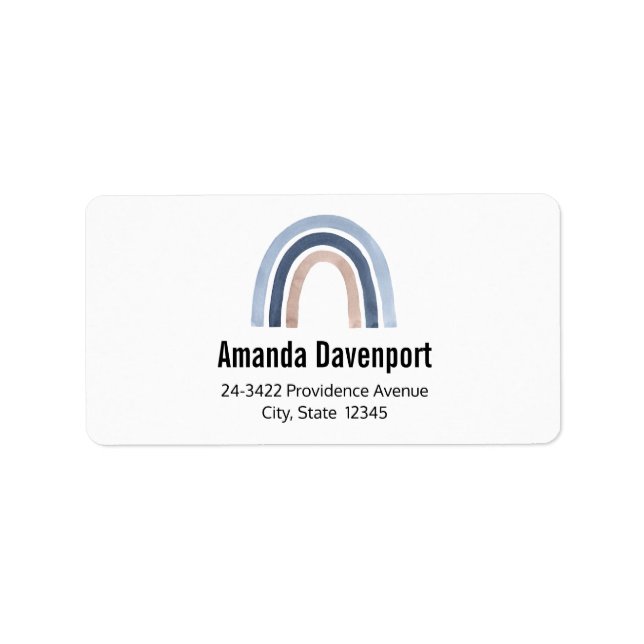 Blue and Peach Rainbow Boho Design Address Label (Front)