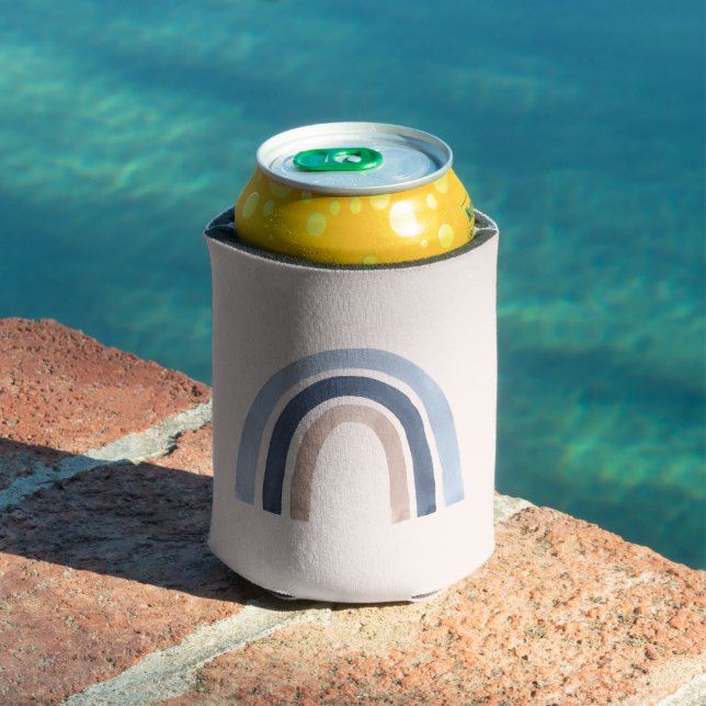 Blue and Peach Rainbow Boho Design Can Cooler (In Situ Pool)