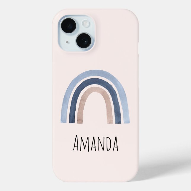 Blue and Peach Rainbow Boho Design Case-Mate iPhone Case (Back)