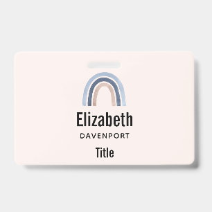 Blue and Peach Rainbow Boho Design ID Badge