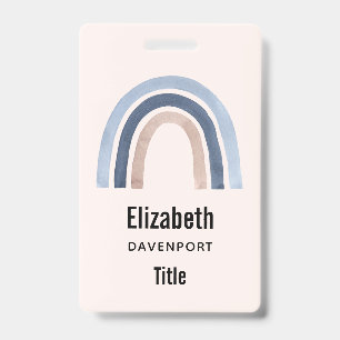 Blue and Peach Rainbow Boho Design ID Badge