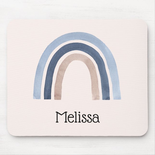 Blue and Peach Rainbow Boho Design Mouse Mat (Front)